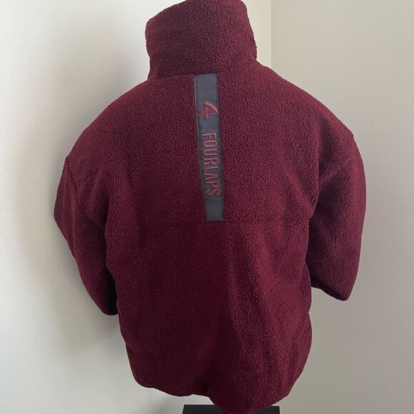 NWT Fourlaps reversible polar quilted Sherpa jacket Burgundy/Smoke size Small - Picture 9 of 16
